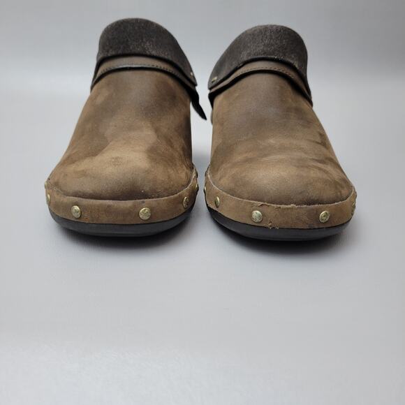 Merrell Womens 8.5 Clogs Mules Luxe Wrap Bitter Chocolate Brown Leather Shoes - Picture 7 of 13